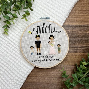 Rush Cross Stitch People Figure Family Portrait Cross Stitch Family Wedding Cotton Linen Anniversary Custom Pixel People Couple Portrait image 2