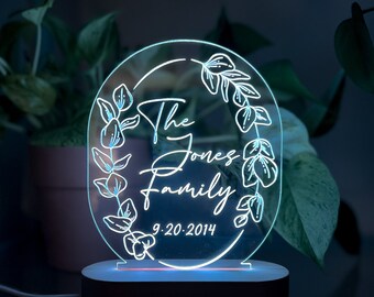 Custom LED Night Light Name Night Light, Wedding Gift, Newlywed Gift, Engraved Wedding Gift, Engagement Gift, Gifts For Them, Family Gift