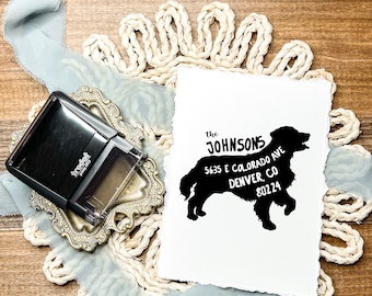 Golden Retriever Custom Address Stamp Self Inking Golden Retriever Calligraphy Stamp Cute Gift for Pet Owners Personalized Golden Retriever