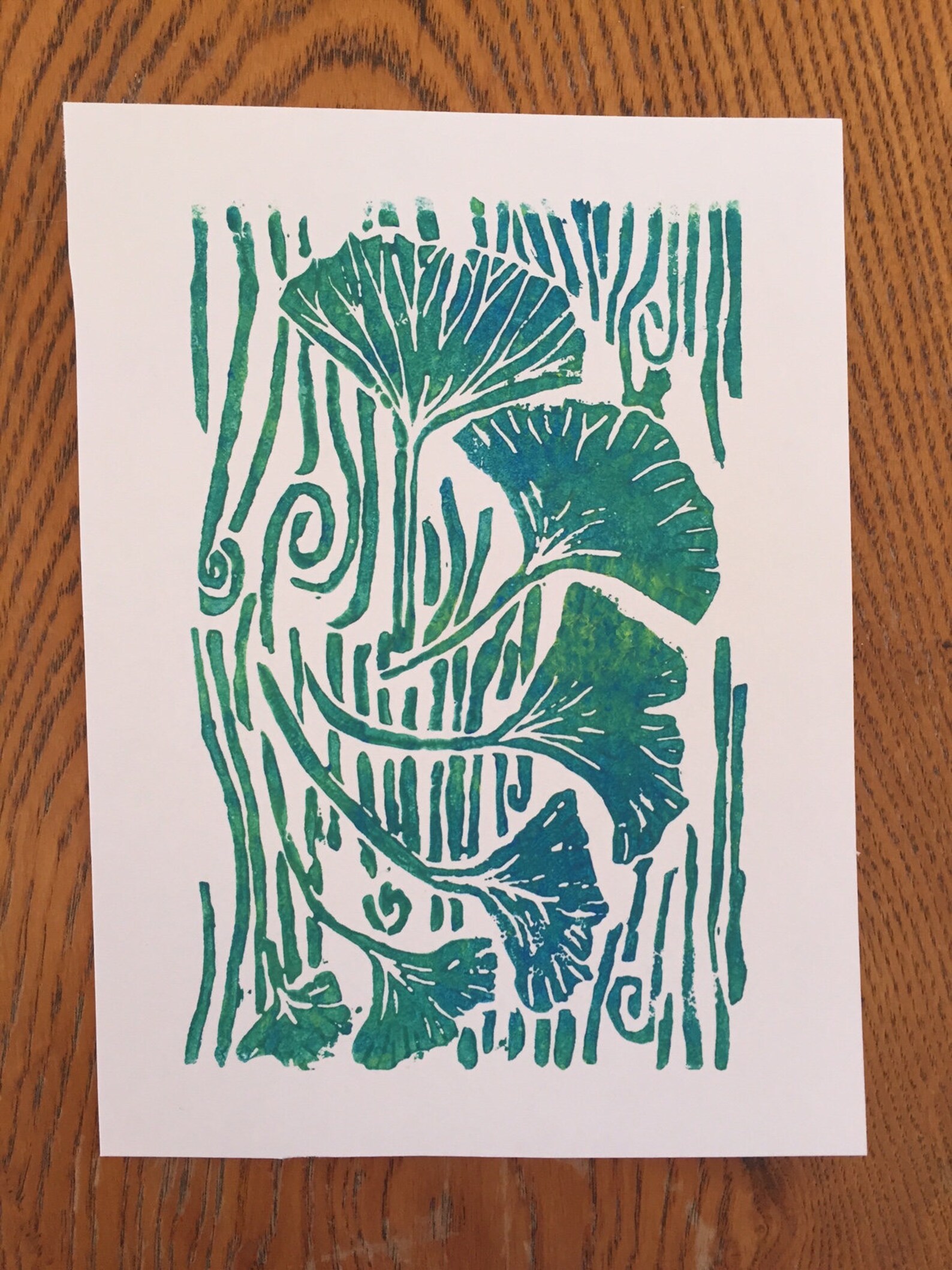 Leaf Pattern Linoleum Gingko Leaf Linoleum Block Print - Etsy