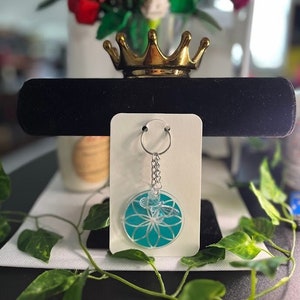 Turquoise Flower Butterfly Keychain
