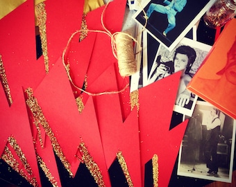 Extra large Ziggy Stardust, Bowie party decor, paper garland, bunting