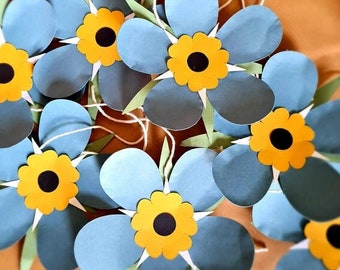 Extra large forget-me-not floral garland, party decor, paper garland, floral bunting, home decor, nursery decor, wedding decor, photoshoot