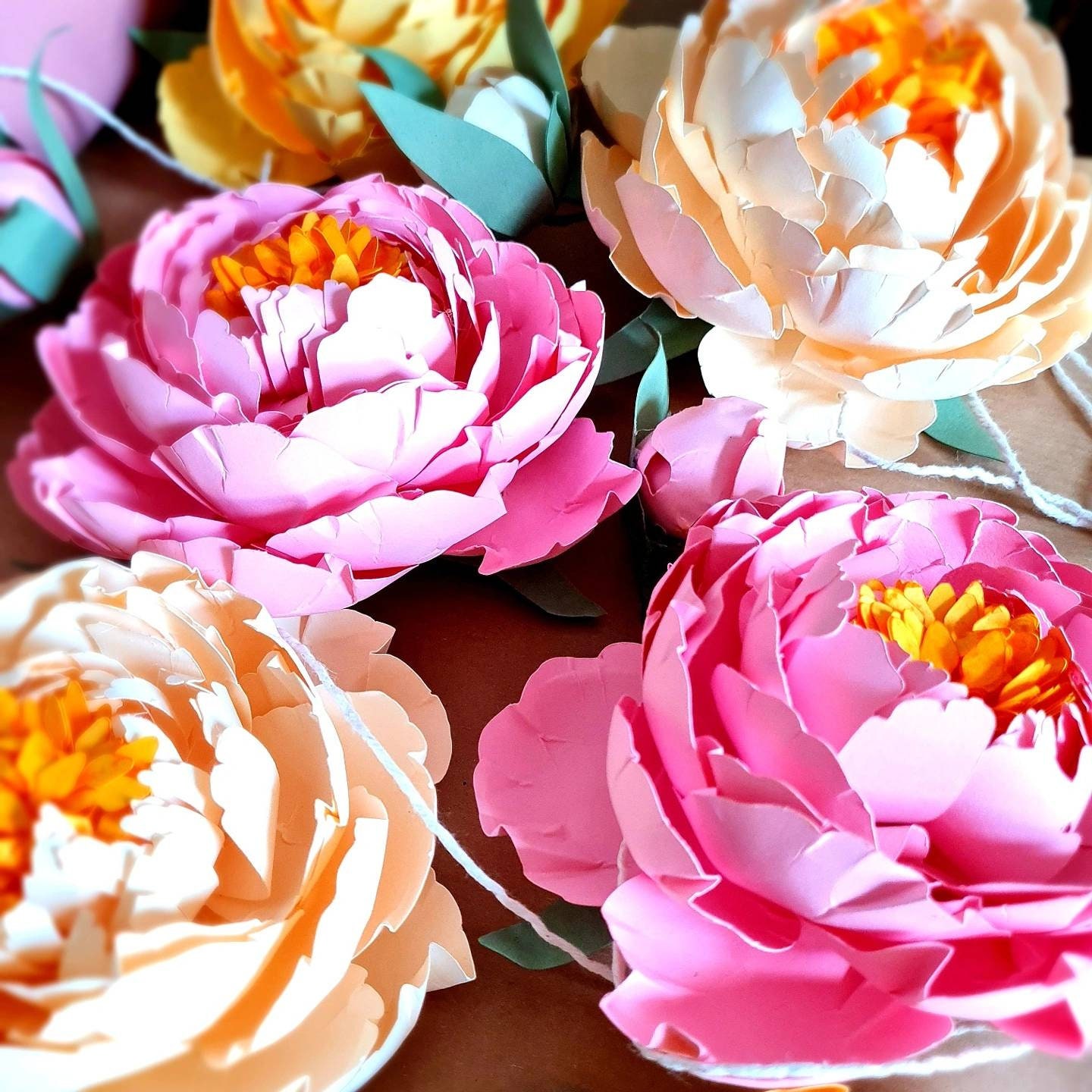 Extra large paper peony garland, floral garland, wedding decor, party decor, party decor, home decor