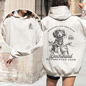 Dachshund Lovers Hoodie, Funny Doxie Motorcycle T-Shirt, Gift for Dachshund Owner, Doxie Mom Sweatshirt, Dog Dad Wiener Dog Longsleeve Tee