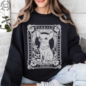 Chihuahua Tarot Card Sweatshirt, Chihuahua Dog Mom Sweatshirt, Chihuahua Art Nouveau Long Sleeve Shirt, Cute Chihuahua Lover Gift Tee Shirt
