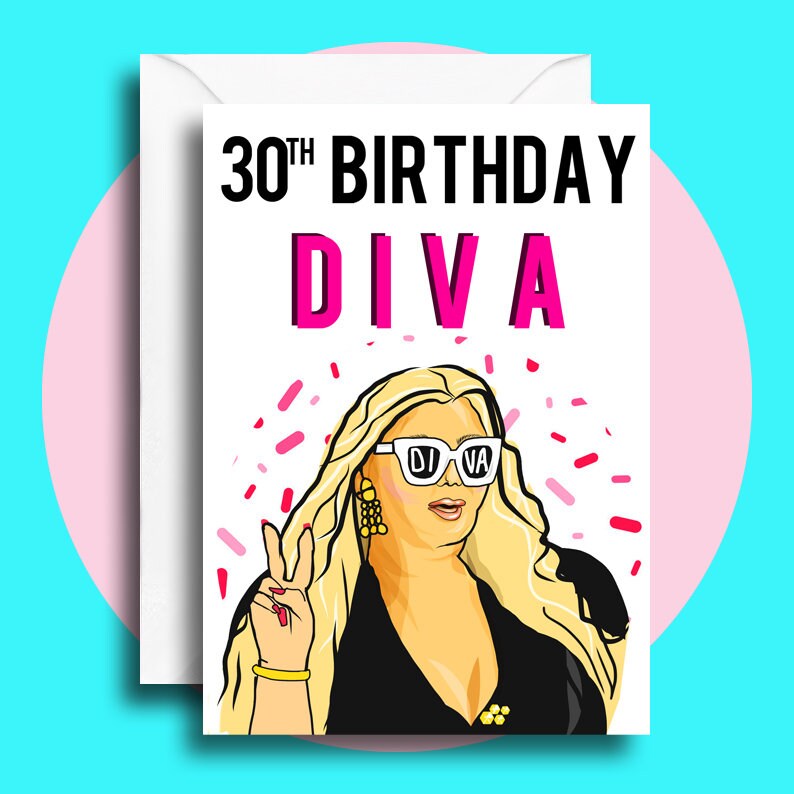 30th Gemma Collins Birthday Diva Card Funny Birthday Card | Etsy