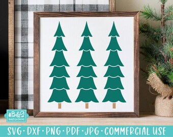 Tall Farmhouse Christmas Trees SVG, Christmas Sign SVG Cutting File, Commercial Use SVG, Silhouette Cut File, Cricut Cut Files