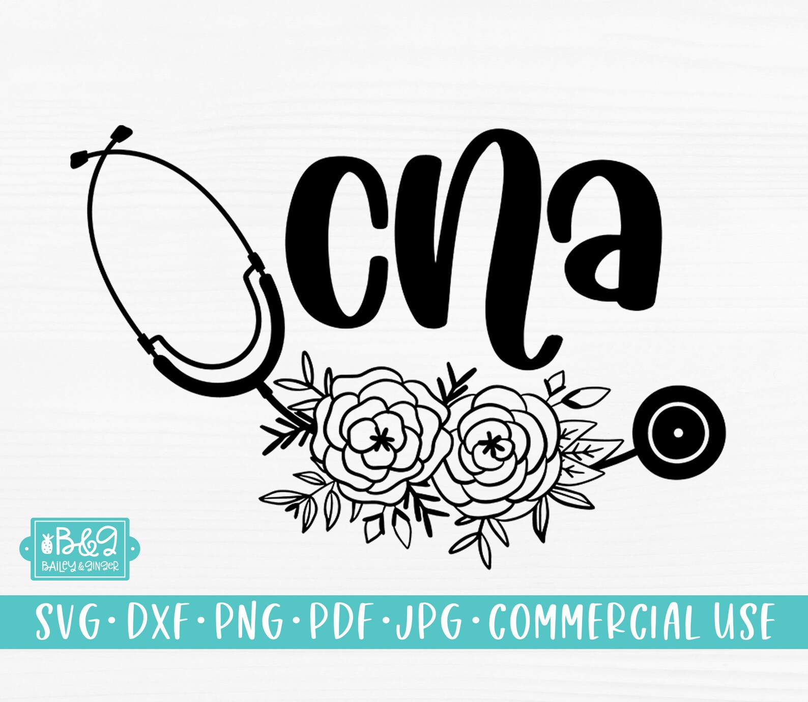 Nurse CNA SVG File Cute Floral Nurse With Stethoscope Etsy