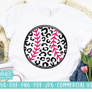 Leopard Baseball SVG Cut File, Cute Baseball SVG for Women&#39;s Shirts, Commercial Use SVG For Cricut and Silhouette