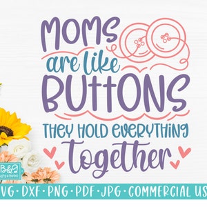 Moms Are Like Buttons, Mothers Day SVG, Gift for Mom SVG, Commercial ...