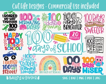 100 Days Of School SVG Bundle, Happy 100 Days SVGs for Students and Teachers, Commercial Use SVG, Cricut, Silhouette