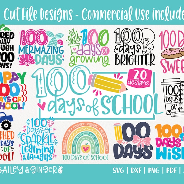 100 Days Of School SVG Bundle, Happy 100 Days SVGs for Students and Teachers, Commercial Use SVG, Cricut, Silhouette