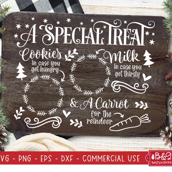 Christmas Santa Tray SVG - A Special Treat for Santa DIY Milk and Cookies for Santa Design, Commercial Use Cut File for Cricut or Silhouette