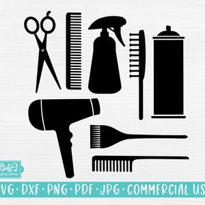 Hair Tools SVG Files, Hairdresser Tools,  Hair Stylist Clipart, Salon, Commercial Use SVG Cut Files For Cricut and Silhouette, PNG
