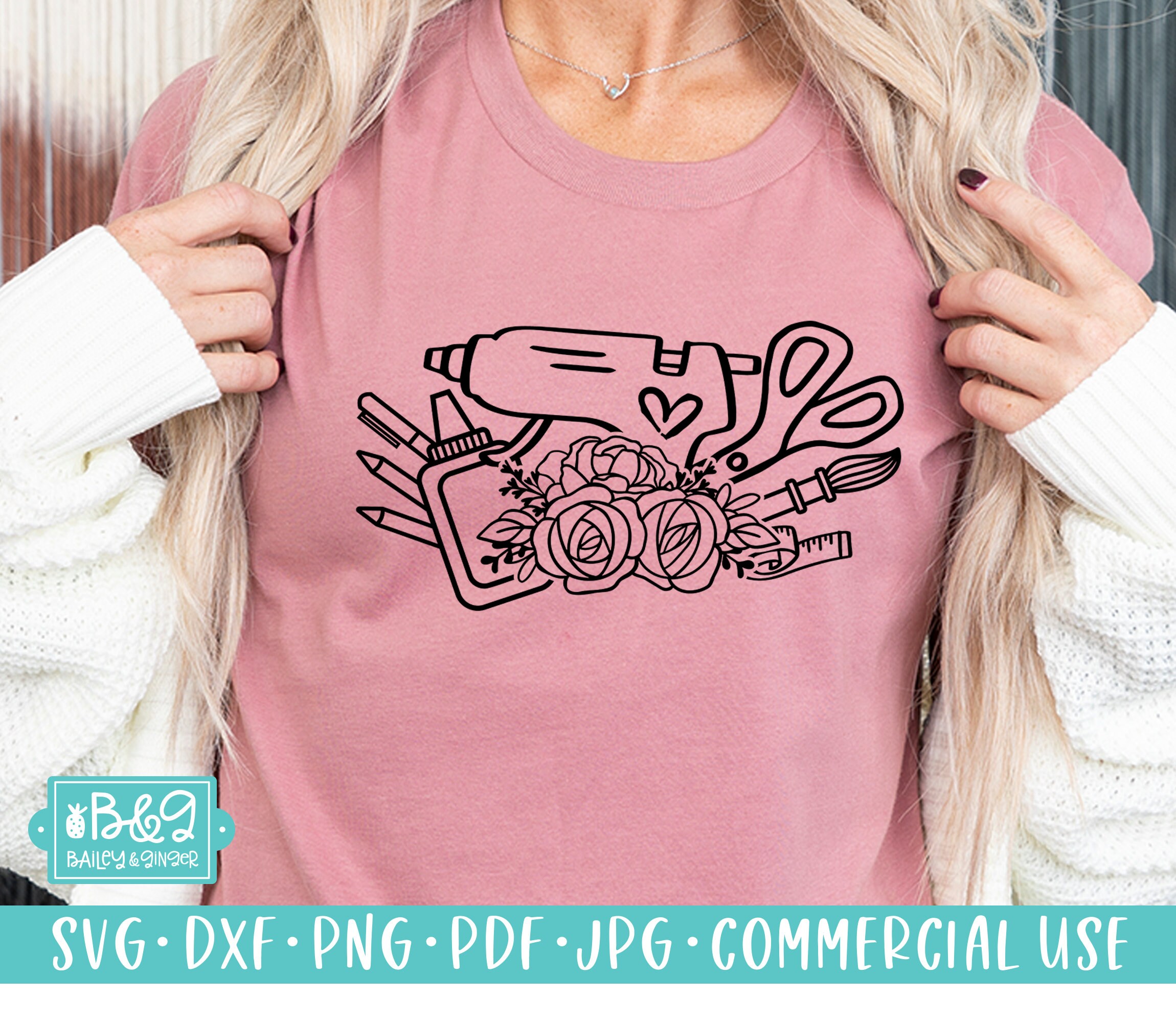 Floral Craft Tools - Crafting SVG - Glue Gun, Scissors, Paintbrush SVG ...