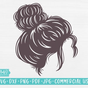 Messy Bun SVG, Hairdresser SVG Cut File For Cricut or Silhouette, Commercial Use SVG, Hair Stylist Gift, Messy Bun Clipart