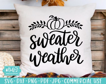Sweater Weather SVG Cutting File, Hand Lettered Cute Autumn SVG, Commercial Use SVG, Cricut Cut Files, Silhouette Cut Files