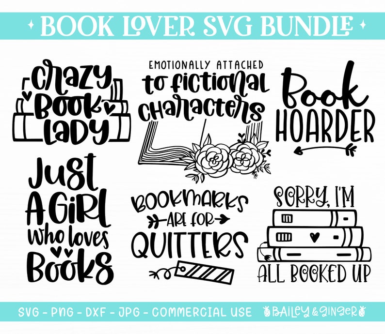 Book Lover SVG Bundle, Reading Quotes and Graphics SVG Bundle ...