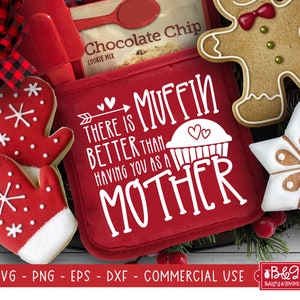 Christmas Mom Gift Pot Holder SVG Cut File for Cricut and Silhouette, Christmas Potholder Muffin Better Mother Digital Design