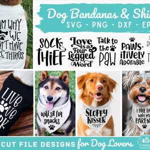 Dog SVG Bundle - Dog Bandana and Shirt SVG Cut File Bundle, Commercial Use Cut Files for Cricut or Silhouette, Cut Files For Dog Outfits