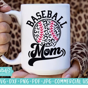 Baseball Mom SVG Cut File, Leopard Print Baseball SVG for Women&#39;s Shirts, Commercial Use SVG For Cricut and Silhouette