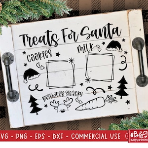 Christmas Santa Tray SVG - Treats for Santa DIY Milk and Cookies for Santa Cut File, Commercial Use Cut Files for Cricut or Silhouette