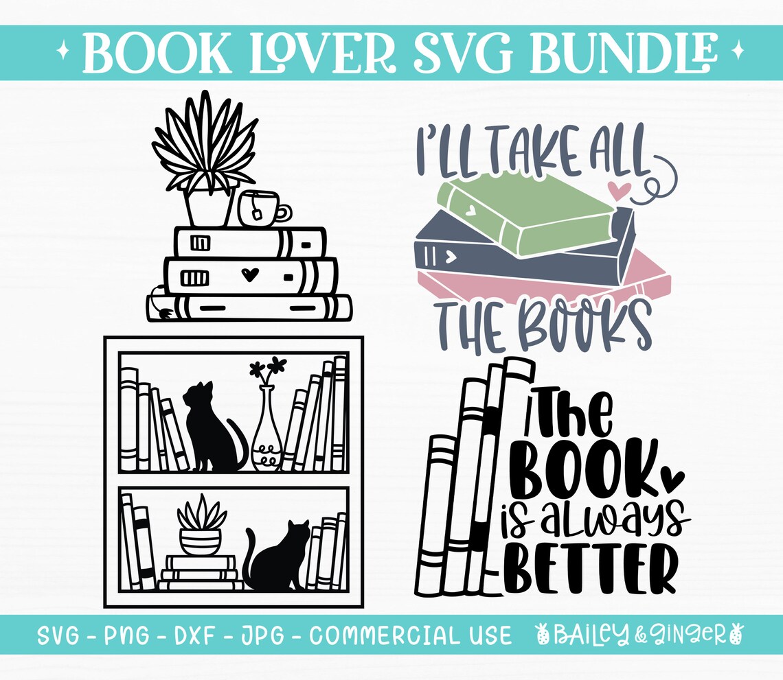Book Lover SVG Bundle, Reading Quotes and Graphics SVG Bundle ...
