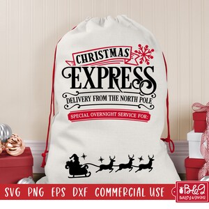 Santa Sack SVG Cut File - Christmas Express - Christmas Santa Gift Bag SVG Cut File, Commercial Use Cut Files for Cricut and Silhouette
