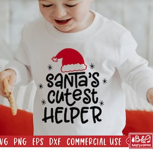 Santa's Cutest Helper Kids Christmas SVG Cut File - Kids Shirt SVG Cut File for Christmas, Commercial Use Cut Files Cricut, Silhouette