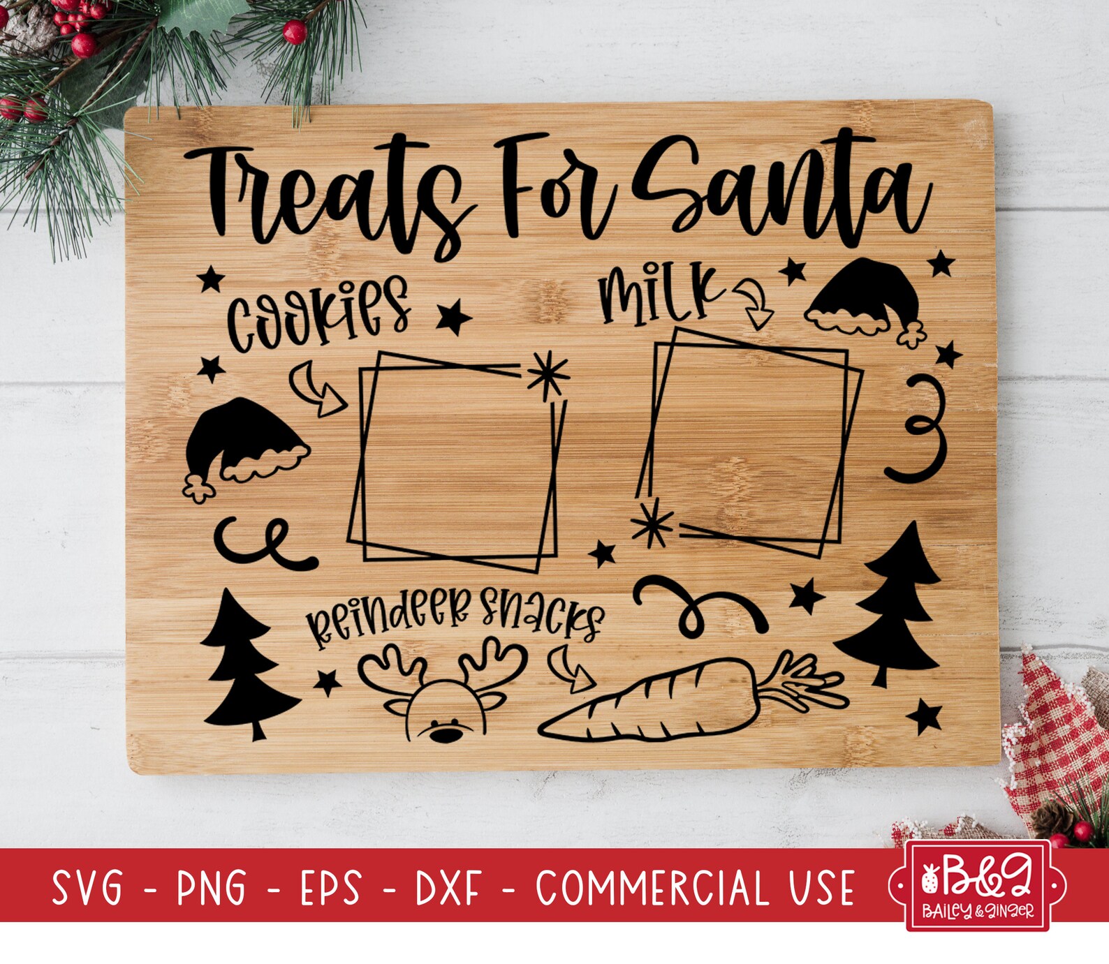 Christmas Santa Tray SVG Treats for Santa DIY Milk and - Etsy