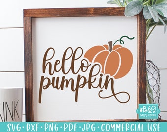 Hello Pumpkin SVG Cutting File, Autumn Pumpkin SVG, Fall Commercial Use SVG, Cricut Cut Files, Silhouette Cut Files