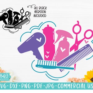 Hair Tools SVG, Hairdresser SVG, Hair Stylist Cut File For Cricut or Silhouette, Commercial Use SVG, Hairdresser Gift