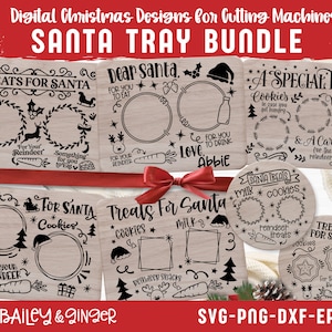 Christmas Santa Tray SVG Bundle - DIY Milk and Cookies for Santa Cut Files, Commercial Use Cut Files for Cricut or Silhouette