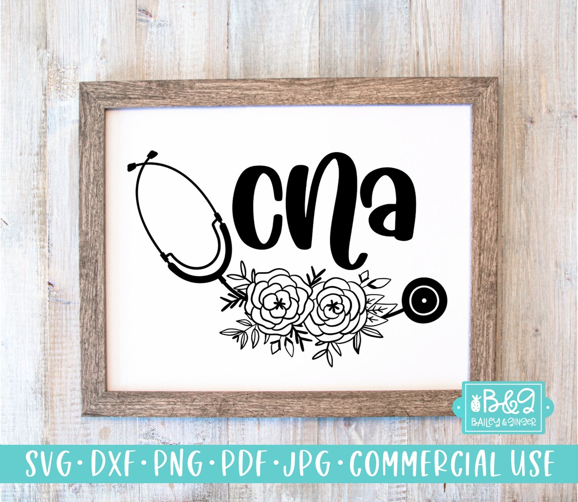 Nurse CNA SVG File Cute Floral Nurse With Stethoscope Etsy