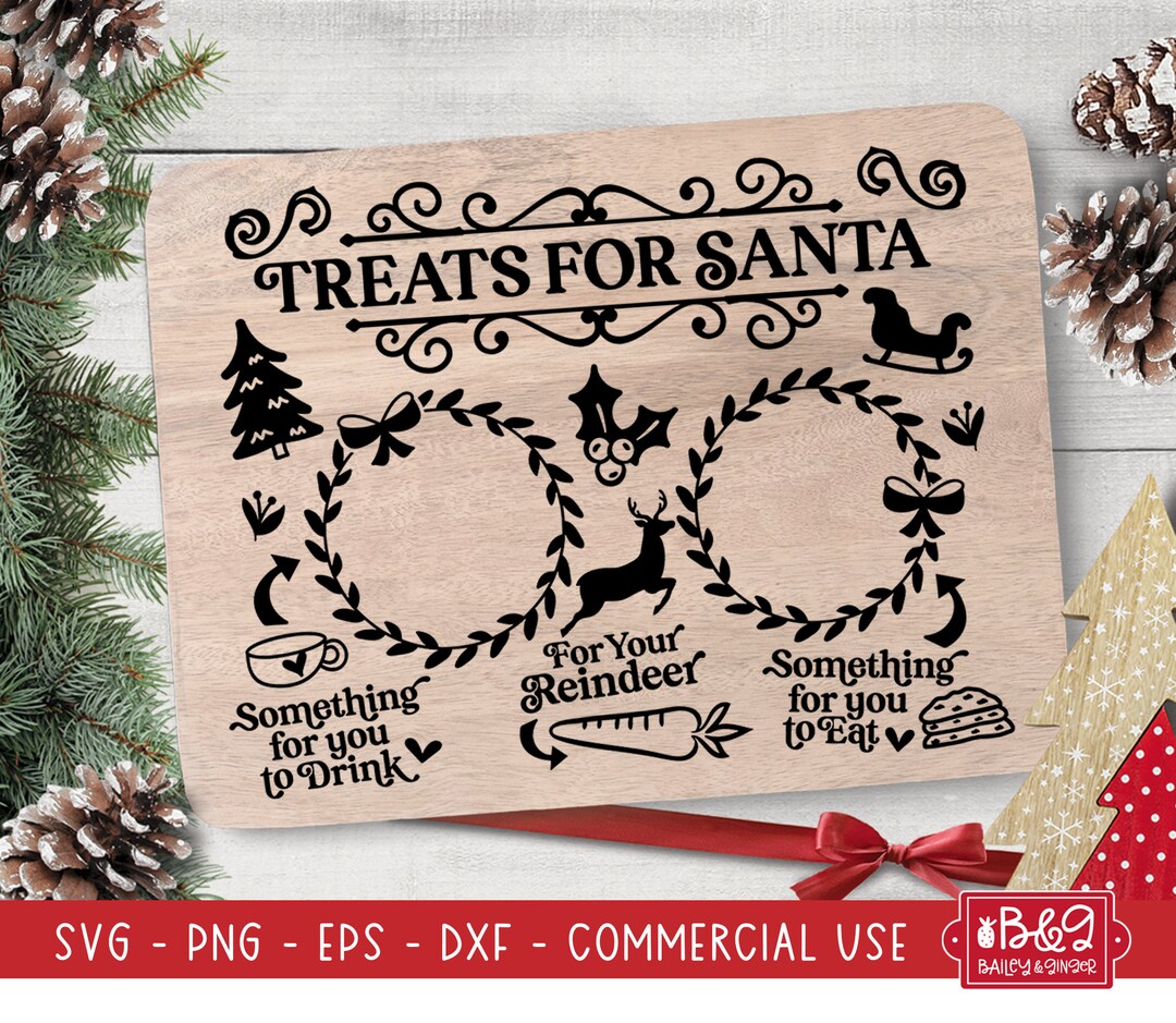 Treats for Santa Tray SVG Christmas DIY Milk and Cookies for Santa Cut