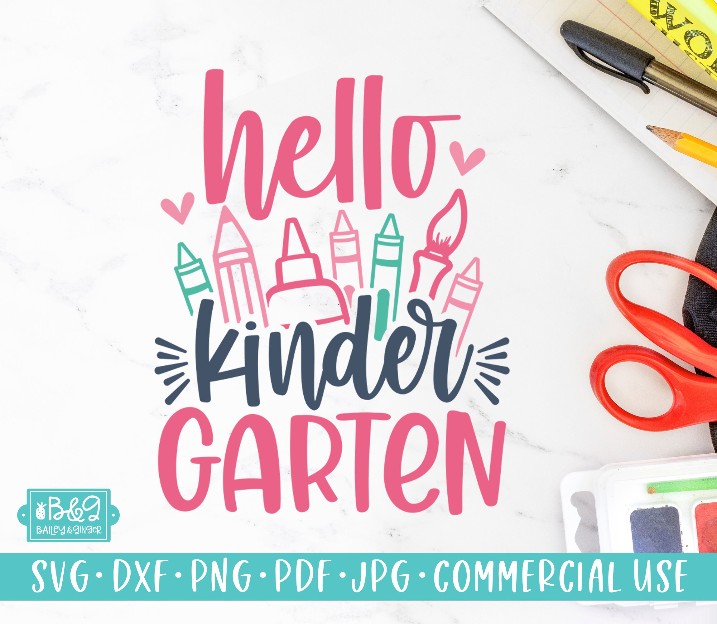 Hello Kindergarten SVG, 1st Day of School, Back to School SVG for ...