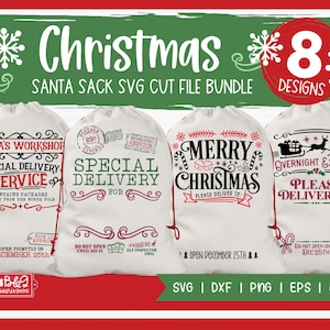 Christmas SVG Santa Sack Bundle - Mail Bag Designs for Santa Bags SVG Cut Files, Commercial Use Cut Files for Cricut and Silhouette