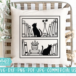 Cute Bookshelf Books and Cats SVG Cutting File, Book Lover SVG, Teacher, Librarian svg, Commercial Use SVG, Cut Files, Cricut