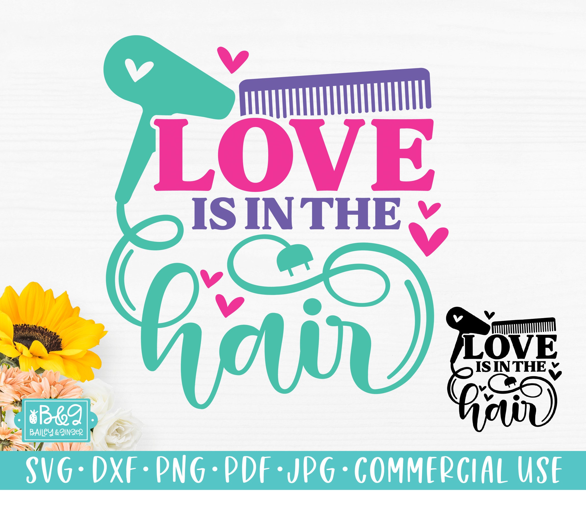 Funny Hairdresser SVG Hair Stylist Quote Love is in the Hair Etsy UK
