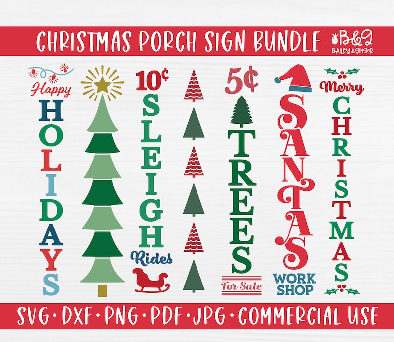 Download Christmas Porch Signs SVG Bundle Cutting Files Tall | Etsy