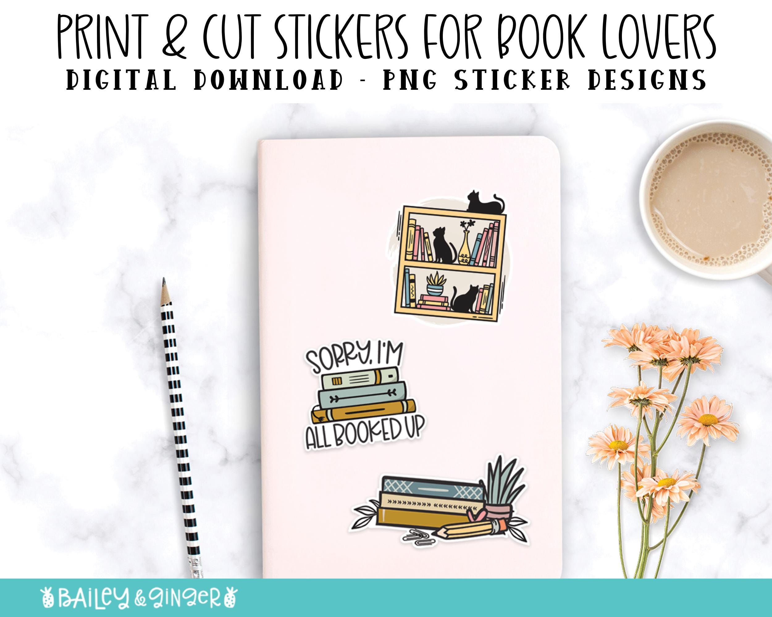 Printable Book Lover Stickers PNG Stickers - Print and Cut Book ...
