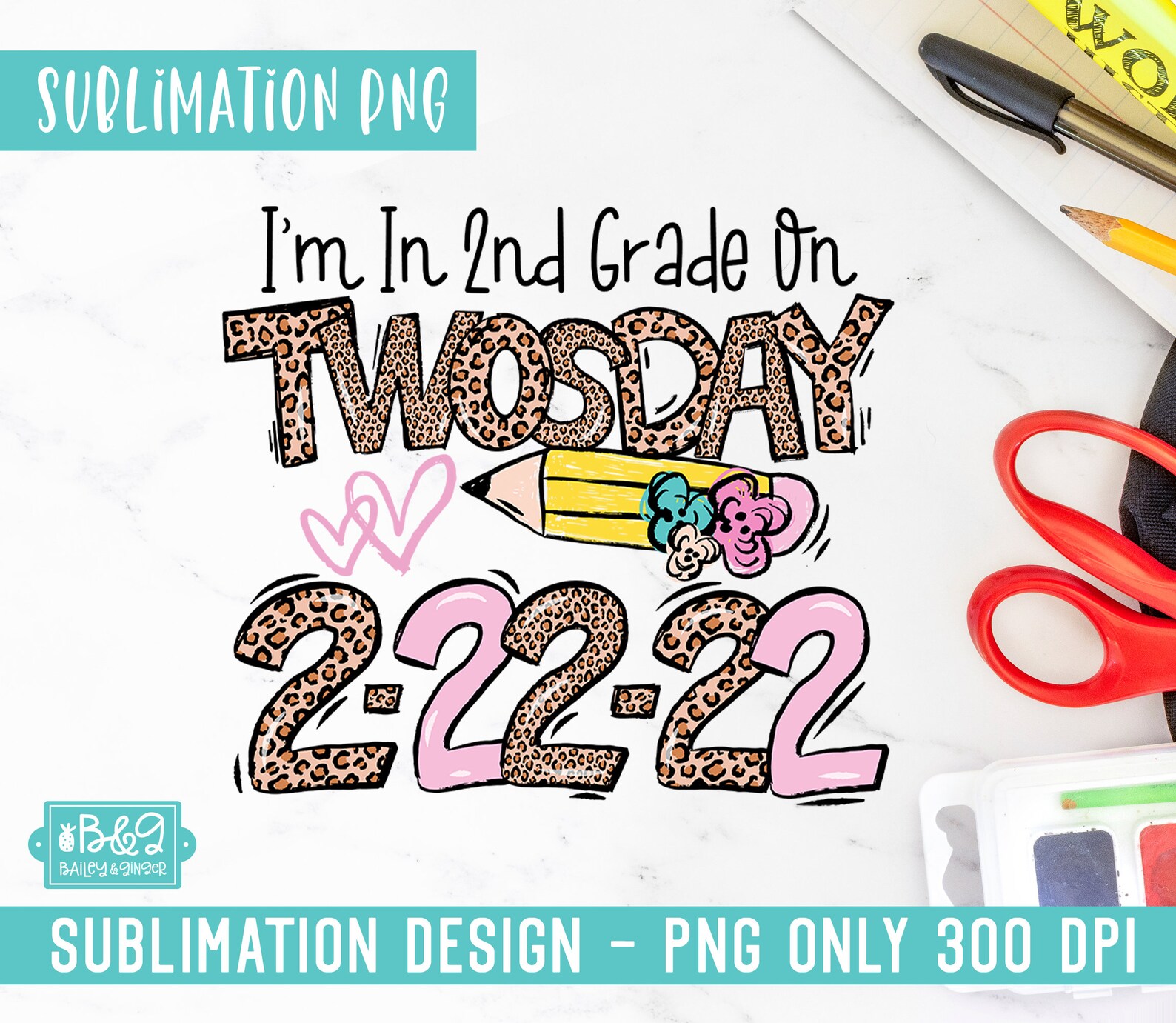 I'm in 2nd Grade on Twosday Sublimation PNG Cute Student - Etsy
