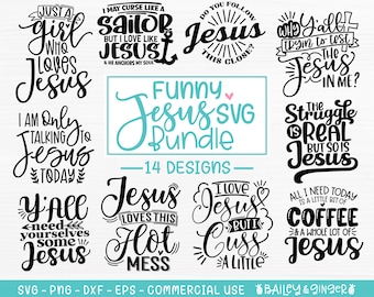 Funny Christian SVG Bundle, Jesus SVG Cut File Bundle, Commercial Use SVG, Cricut Cut Files, Silhouette Cut Files