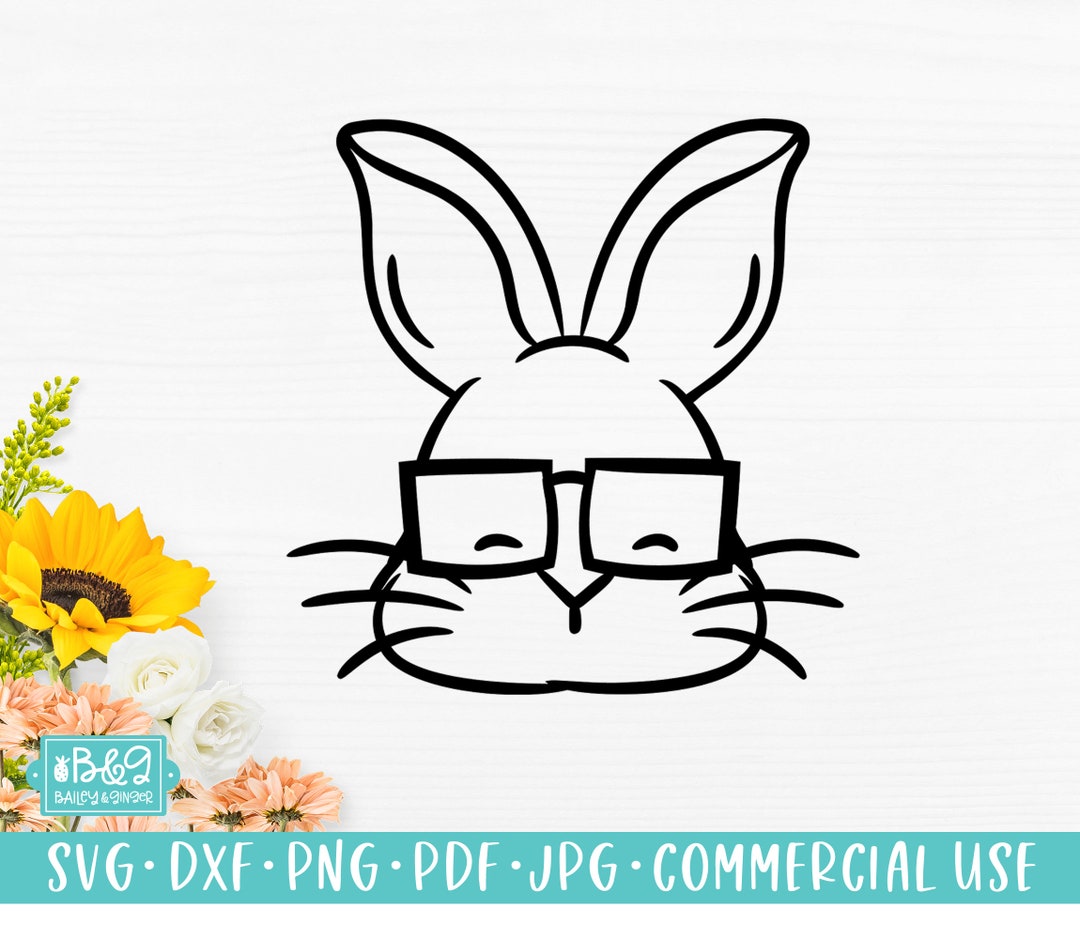 Bunny Face SVG Bunny With Glasses SVG Cut File for T Shirts and Easter ...