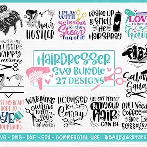 Hairdresser SVG Bundle, Hair Stylist SVG Bundle, Commercial Use SVG Cut File for Cricut and Silhouette, Hair Designs, Hair Salon