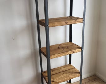 Industrial Style Tudor Oak Shelving Bookcase Display Made To Etsy