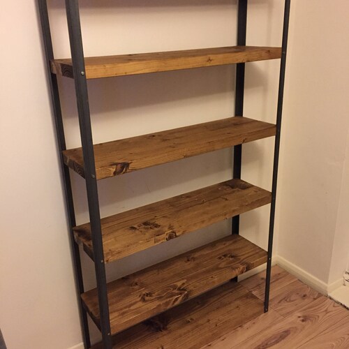 Industrial Style Dark Oak Shelving Bookcase Display. Made to Etsy
