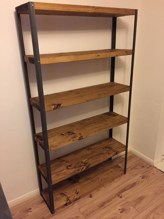 Style Dark Oak Shelving Bookcase Display Made To Image 0