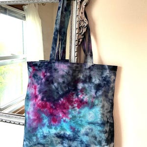 Tie Dye Tote Bag- Ice Dye Galaxy Pattern, Lightweight 100% Cotton Canvas Tote